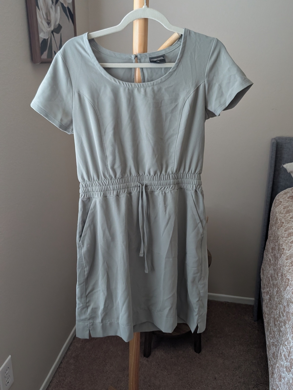 Short Sleeve Drawstring Waist Dress